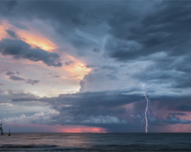 Bolt from the blue at sunset