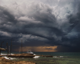 Fisherman in storm