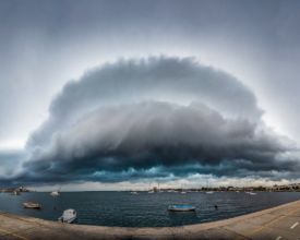 Spring shelf cloud panorama