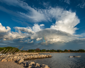 Storm cell with little rainbow