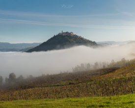 Fog around Motovun panorama
